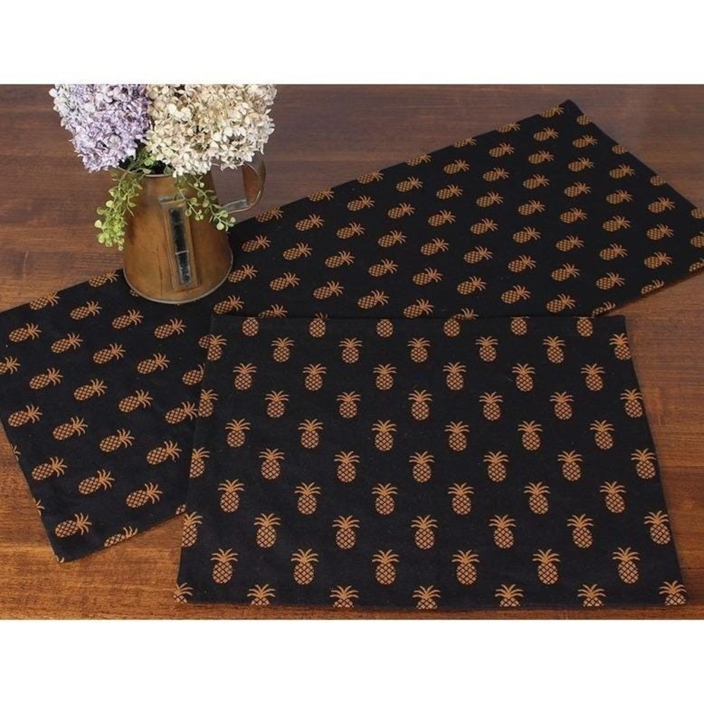 Primitive Colonial‎ Coverlet Pineapple Town Black Placemat 14x18" NEW